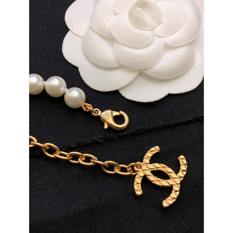 18K Chanel Pearl Bag Pendant Necklace