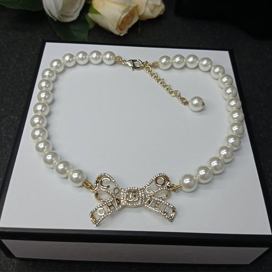 18K  Chanel Bow Pearl Necklace