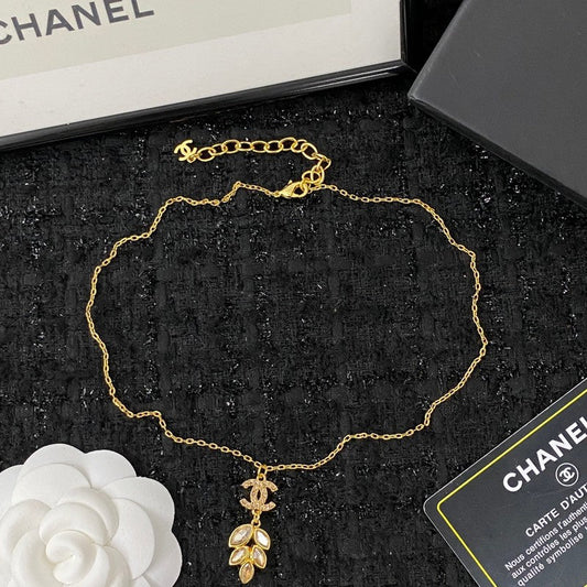 18K  Chanel Flower Crystal Necklace